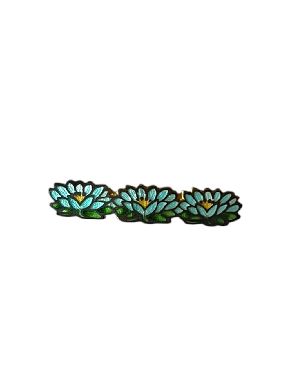 Antique Art Nouveau Enamel Flower Lotus Bar Pin